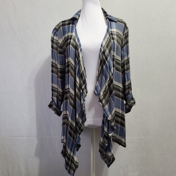 NWT Living Doll Open Front Cardigan Women's Size Large Floral Plaid - Picture 9 of 10